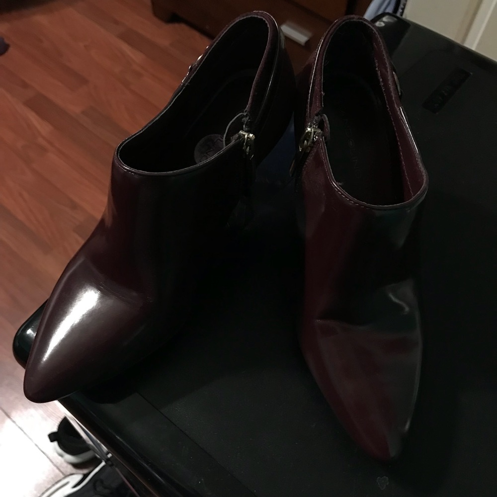 Burgundy booties short heel